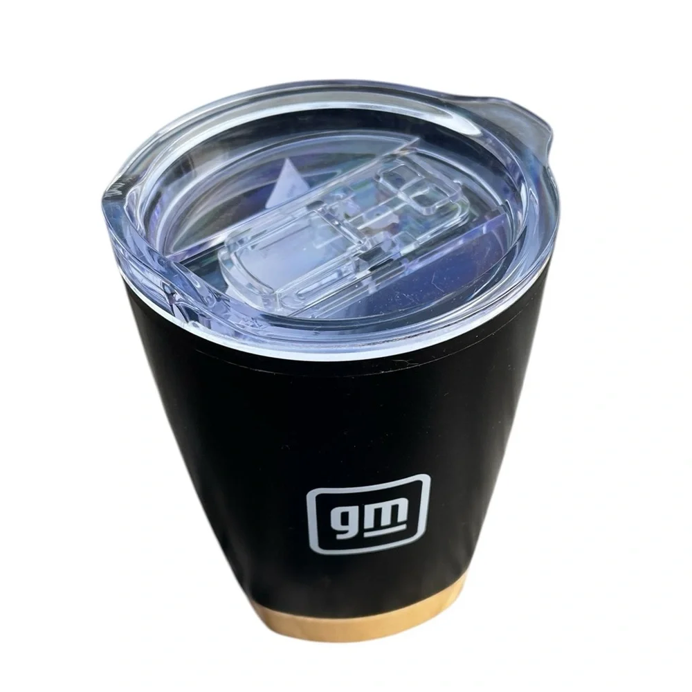 GM Branded 12 oz Double Wall Tumbler with Bamboo Base Never Used